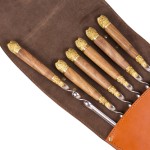 Наборы подарочных шампуров с рукоятью из дерева и латуни в колчане с гравировкой изображения (23)