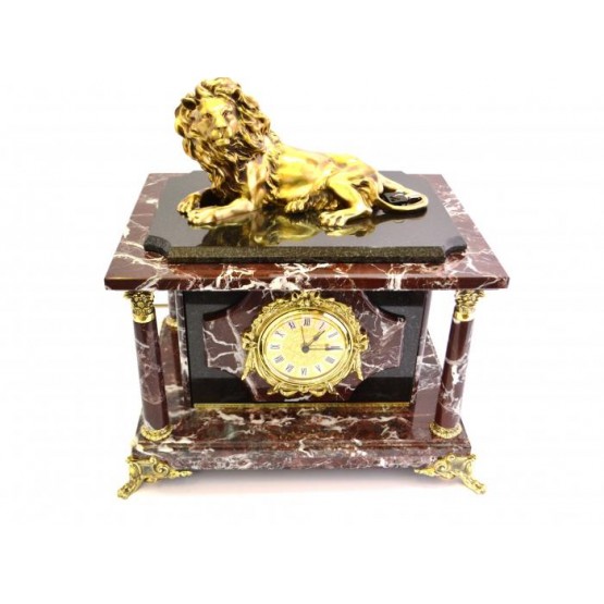 Часы-сейф из яшмы с львом 