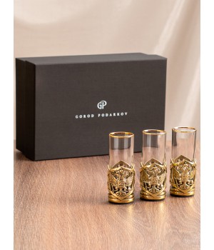 Набор 3 стопки Патрон "Герб РФ" "Великая Россия",в черн. под уп. Набор 3 стопки Патрон "Герб РФ" "Великая Россия",в черн. под уп.