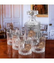 Набор для крепких напитков Таймлесс ( 4 бокала + штоф) с накладкой "Тигр" латунь в подарочной упаковке