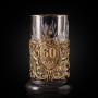Подстаканник ручной работы С Юбилеем 60 лет в черной подарочной упаковке