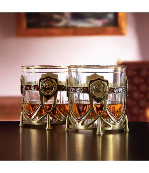 Набор из двух бокалов для виски СССР в деревянной шкатулке