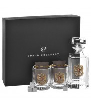 Набор 2 бокала для виски "Элизия",Штоф "TImeless",накл."Герб,эмаль",камни,мешки,черная под.уп