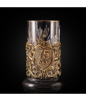 Подстаканник ручной работы "75 лет" Юбилейный в деревянной шкатулке Подстаканник ручной работы "75 лет" Юбилейный в деревянной шкатулке