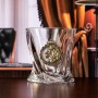 Набор бокалов для виски Квадро ( 2 шт.) с накладкой "Лев и Львица Роял" в деревянной шкатулке
