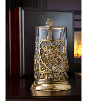 Подстаканник ручной работы "Георгий Победоносец",в деревянной шкатулке Подстаканник ручной работы "Георгий Победоносец",в деревянной шкатулке