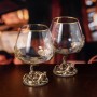 Набор 2 бокала для коньяка "Львица со львятами", в шкатулке из массива