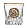 Набор бокалов для виски Карат с золотой обводкой ( 4 шт.) с накладкой "Тигр" латунь, упаковка пейсли,ложемент,шелк