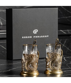 Набор 2 подстаканника "Змея", в коробке из дизайнерского картона Набор 2 подстаканника "Змея", в коробке из дизайнерского картона