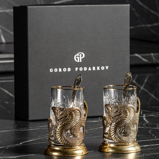 Набор 2 подстаканника "Змея", в коробке из дизайнерского картона