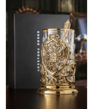 Набор для чая Подстаканник Герб России в подарочной коробке Набор для чая Подстаканник Герб России в подарочной коробке