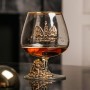 Бокал для коньяка Шаранте Лев с накладкой Корона в ч/б картонной коробке