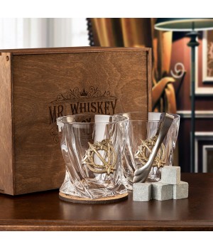 Набор 2 бокала для виски с накладкой "Стрелец", в шкатулке Mr Whiskey