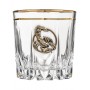 Набор бокалов для виски Карат с золотой обводкой ( 4 шт.) с накладкой "Скорпион" латунь, упаковка пейсли,ложемент,шелк