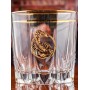 Набор бокалов для виски Карат с золотой обводкой ( 4 шт.) с накладкой "Скорпион" латунь, упаковка пейсли,ложемент,шелк