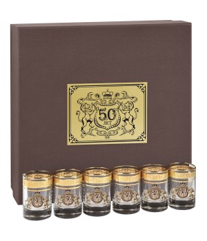Набор рюмок для водки (6 шт.) с накладкой 50 лет в подарочной упаковке
