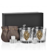 Набор 2 бокала для виски с накладкой "Лев с короной", в коробке из дизайнерского картона