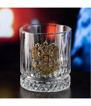 Бокал для виски Элизия с накладкой Герб РФ, упаковка Домик
