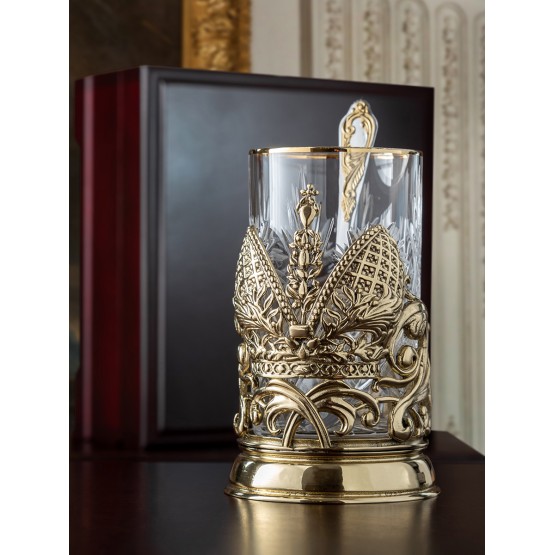 Подстаканник ручной работы "Глава Семьи" набор 3 предмета в деревянной шкатулке