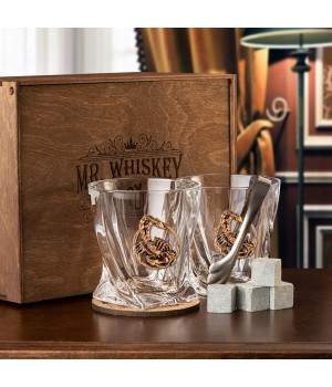 Набор 2 бокала для виски с накладкой "Скорпион", в шкатулке Mr Whiskey