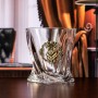 Набор бокалов для виски Квадро ( 2 шт.) с накладкой "Лев и Львица Царские" в деревянной шкатулкека