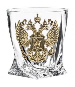 Бокал для виски "Квадро", накл."Большой герб России",камни,мешок, в картон. коробке