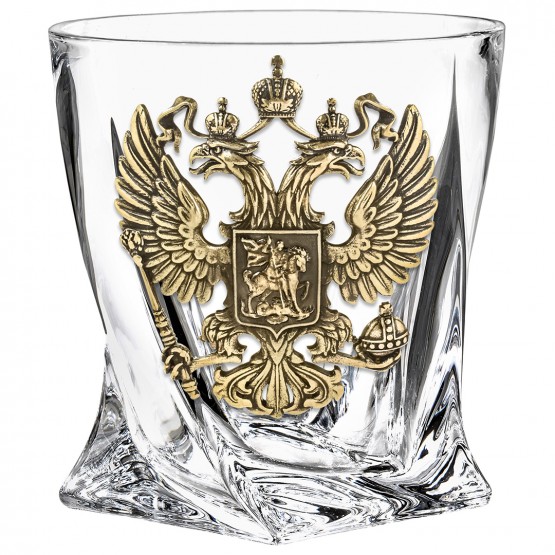 Бокал для виски "Квадро", накл."Большой герб России",камни,мешок, в картон. коробке
