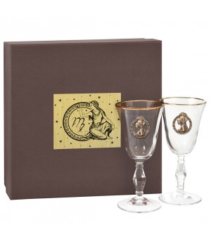 Набор из 2х бокалов для вина и шампанского Ретро с накладкой Дева в подарочной упаковке