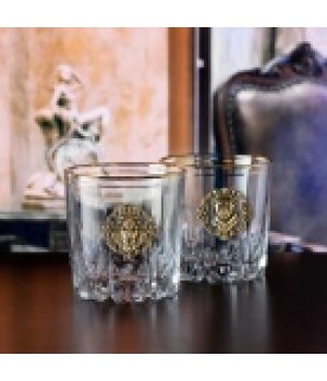 Набор бокалов для виски Карат ( 2 шт.) с накладкой "Лев и Львица Царские" в подарочной коробке с накладкой