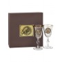 Набор бокалов для вина/шампанского "Ретро" с золотой обводкой ( 2 шт.) с накладкой "Тигр" латунь, упаковка пейсли