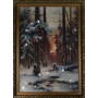 Картина "Зимний закат в еловом лесу" Swarovski