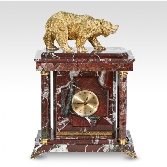 Часы-сейф из яшмы Медведь