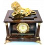 Часы-сейф из черно-рыжего обсидиана с львом