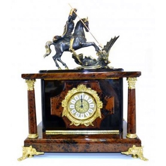 Часы-сейф из обсидиана Георгий-Победоносец