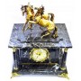 Часы-сейф из серого мрамора с лошадками  