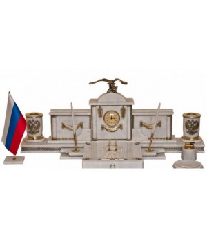Настольный набор из белого мрамора с орлом