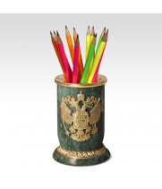 Карандашница Двуглавый орел зеленый мрамор