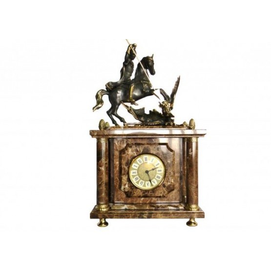 Часы из итальянского мрамора  "Георгий-Победоносец"