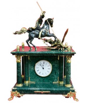 Часы из зеленого мрамора" Георгий-Победоносец"