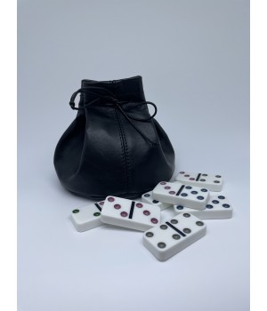 Подарочный набор домино в кожаном мешочке Подарочный набор домино в кожаном мешочке