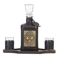 Графин «Герб РФ» с накладкой покрытой золотом 999 пробы