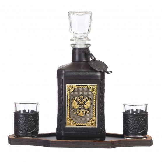 Графин «Герб РФ» с накладкой покрытой золотом 999 пробы Графин «Герб РФ» с накладкой покрытой золотом 999 пробы