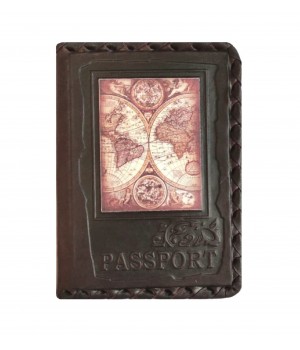 Обложка на паспорт «Глобус». Цвет коричневый