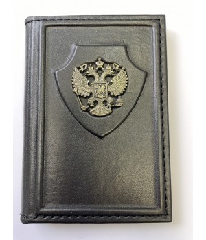 Обложка для паспорта с латунным орлом. Цвет черный