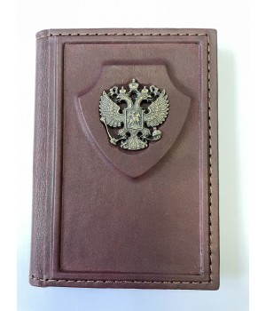 Обложка для паспорта с латунным орлом. Цвет коричневый