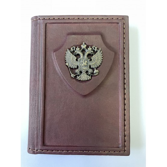 Обложка для паспорта с латунным орлом. Цвет коричневый
