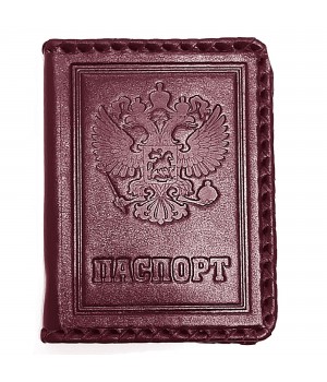 Обложка на паспорт | Герб РФ с оплеткой | Бордо