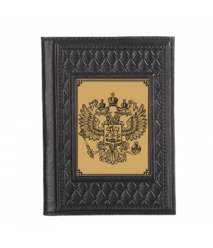 Обложка для паспорта «Герб» с сублимированной накладкой. Цвет черный