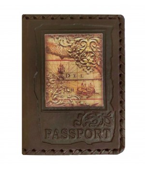 Обложка на паспорт «Карта». Цвет коричневый