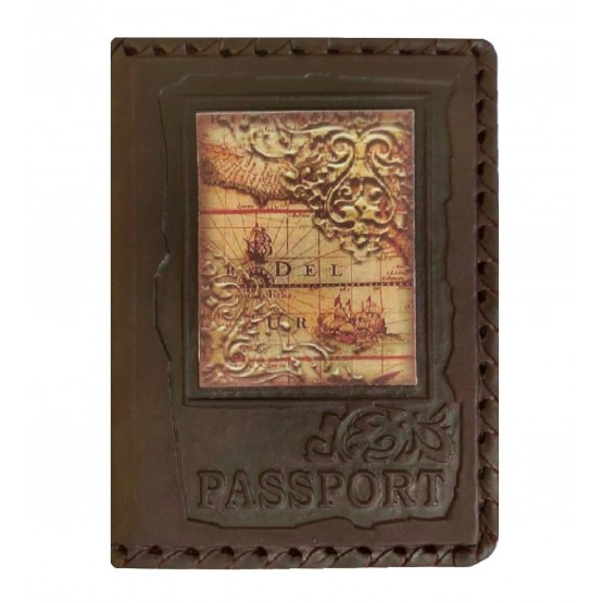 Обложка на паспорт «Карта». Цвет коричневый